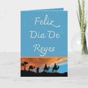 Spaanse Driekoningen Dag Teal Sterren Kerstmis Feestdagen Kaart