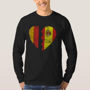 Spaanse Duitse vlag Hart Duitsland Spanje Vlag Roo T-shirt