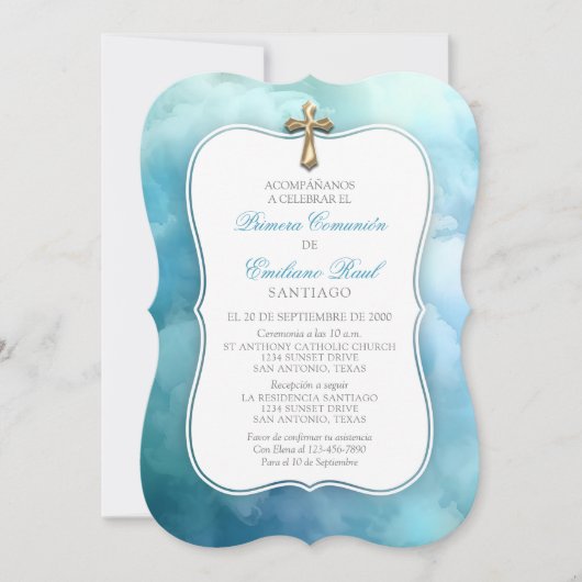 Spaanse eerste communie jongens uitnodiging (Voorkant)