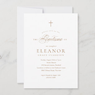 Spaanse Elegante Gouden Kruis Calligrafie Doop Kaart