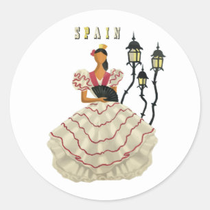 Spaanse Flamenco Dancer Spanje Revel Art Ronde Sticker