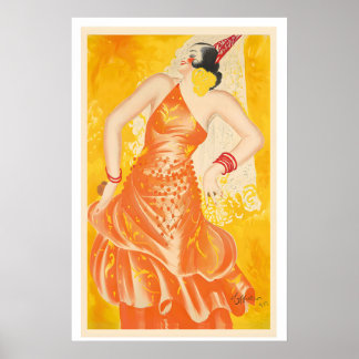 Spaanse Flamenco Danseres  Spanje Vintage Reclame Poster