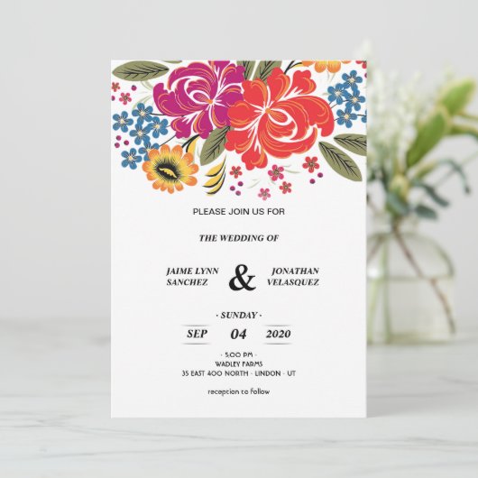 SPAANSE FLORALEN WEDINGINVITATIES (Staand voorkant)