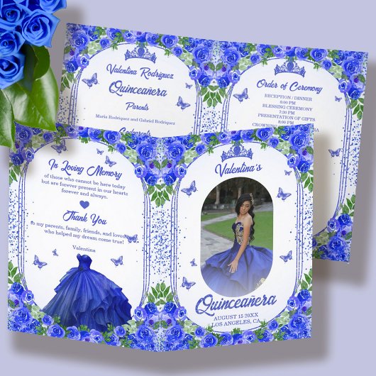 Spaanse foto Royal Blue Quinceanera Programma