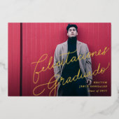 Spaanse Gefeliciteerd Afstudeerder Foto aankondigi Folie Uitnodiging (Voorkant)