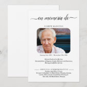 Spaanse gepersonaliseerde begrafenisaankondiging w aankondiging (Voorkant / Achterkant)