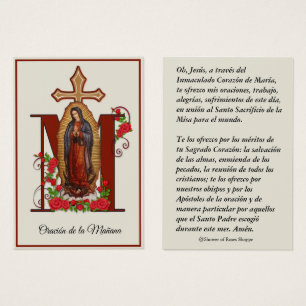 Spaanse Guadalupe katholieke ochtend met gebeden Visitekaartje