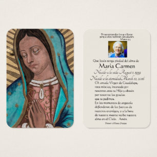 Spaanse Guadalupe Mary Funeral Prayer Heilige Kaar Visitekaartje