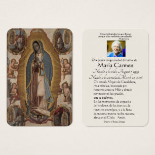 Spaanse Guadalupe Mary Funeral Prayer Heilige Kaar Visitekaartje