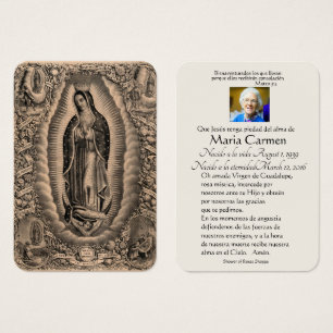 Spaanse Guadalupe Mary Funeral Prayer Heilige Kaar Visitekaartje