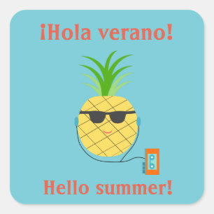 Spaanse "Hallo zomer" Sticker met ananas