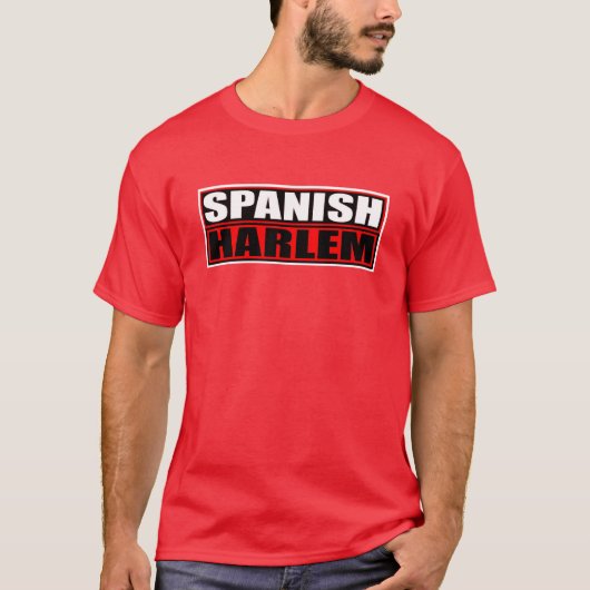 "SPAANSE HARLEM" ROOD EN ZWART T-SHIRT (Voorkant)