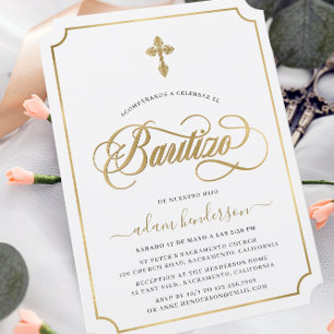 Spaanse Invitacion De Bautizo Gold Kaart