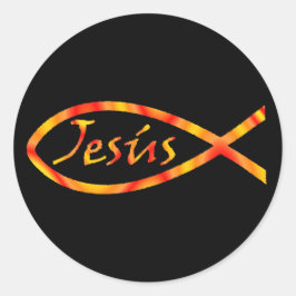 Spaanse Jesús Fish Ronde Sticker
