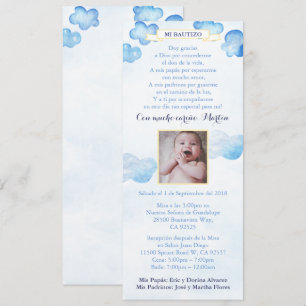 Spaanse jongen Bautizo Baptism nodigt wolken uit Kaart