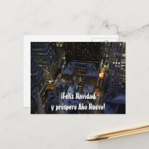 Spaanse kerstboom in Manhattan bij nacht Briefkaart