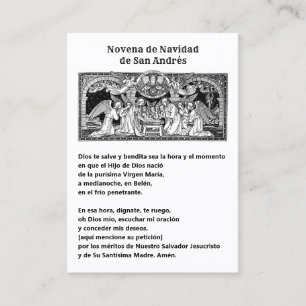 Spaanse Kerstmis  St. Andreas Novena-gebed Visitekaartje