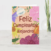Spaanse lente tuin grote bloemen gelukkige verjaar kaart (Voorkant)