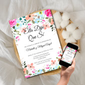 Spaanse Levendige Bloemen Wedding Engagement Party Kaart