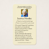 Spaanse Maagd Mary Rozen Religieuze Funeral Card Visitekaartje (Achterkant)