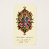 Spaanse Maagd Mary Rozen Religieuze Funeral Card Visitekaartje (Voorkant)