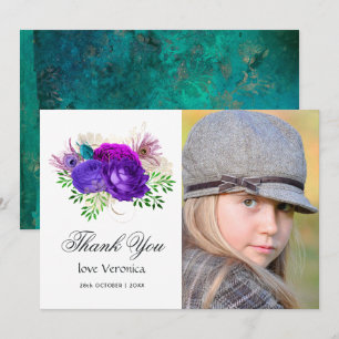 Spaanse Mardi Gras Watercolor Bloem Quinceañera T Bedankkaart