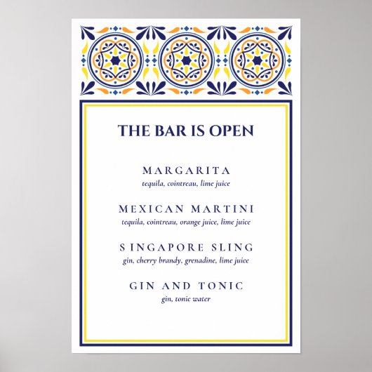 Spaanse marine gele tegel Signature Cocktail V1 Poster (Voorkant)