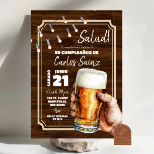 Spaanse Mexicaanse Man Bier Salud Verjaardagsuitno Kaart