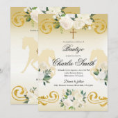 Spaanse Mexicaanse uitnodiging voor Bautizo Gold (Voorkant / Achterkant)