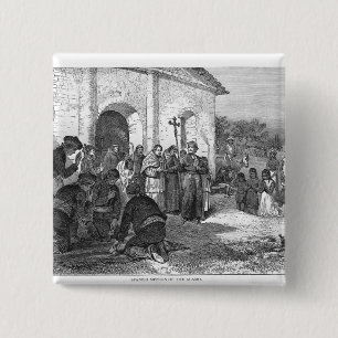 Spaanse missie van de Alamo Vierkante Button 5,1 Cm