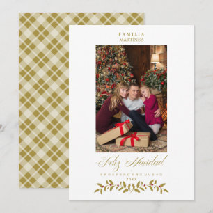 Spaanse moderne elegante chic kerst familie foto feestdagenkaart