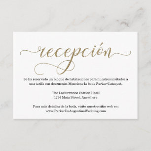 Spaanse Ontvangstkaart voor Gold Glitter Informatiekaartje