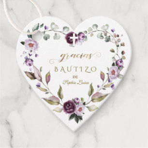 Spaanse Paarse Roze Bloemen Gracias Bautizo Bedankjes Labels