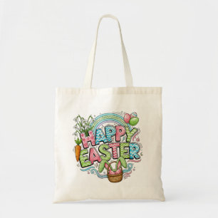 Spaanse Pasen Kunst met Konijnenoren en Bloemen Tote Bag