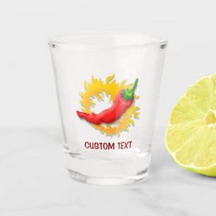 Spaanse peper met vlam shot glas