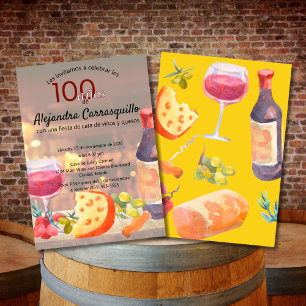 Spaanse pret wijn & kaasproeverij 100ste verjaarda kaart