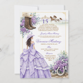 Spaanse Quinceañera Licht Paarse 15 Años Prinses Kaart