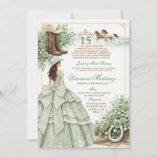 Spaanse Quinceañera Saliegroen 15 Jaar Prinses Kaart