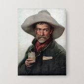 Spaanse Ranchero Cowboy in Old West Saloon Button (Voorkant)