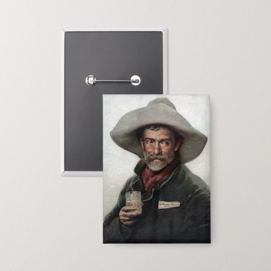 Spaanse Ranchero Cowboy in Old West Saloon Button (Voorkant / Achterkant)