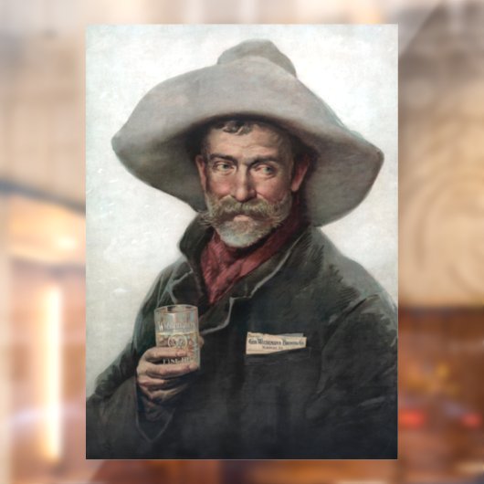 Spaanse Ranchero Cowboy in Old West Saloon Raamsticker (Vel 2)