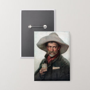 Spaanse rancherocowboy in oude westernsaloon button