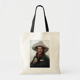 Spaanse rancherocowboy in oude westernsaloon tote bag