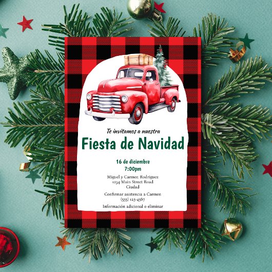 Spaanse Rode Fiesta de Navidad Kerstfeest Kaart