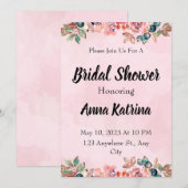 Spaanse roze bloem goedkope bruiloft uitnodigingen (Voorkant / Achterkant)