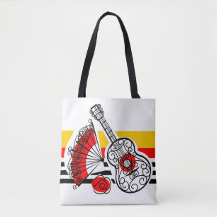 Spaanse Souvenirs Klassieke Stripe geel achterzijd Tote Bag