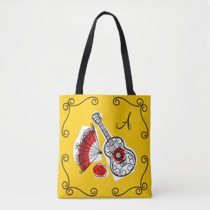 Spaanse Souvenirs monogram hoeken rood terug Draagtas