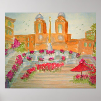 Spaanse Stappen in Rome Poster