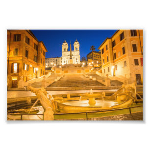 Spaanse Steps, Trinità dei Monti kerk Rome Itali Foto Afdruk
