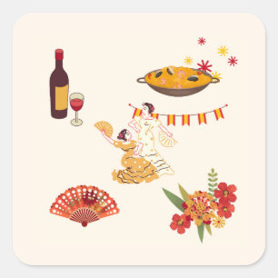 Spaanse stijl feest vierkante sticker